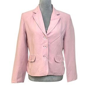 Women's Pink Silk/Linen Blend Blazer Jacket 8 Business Casual Workwear
